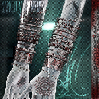 Second Life Marketplace - .:INHUMATION:. Sanctum Bangles Blood Silver